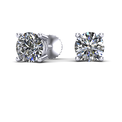White 14 kt. Screwback Stud Earrings Diamond Vault Settings